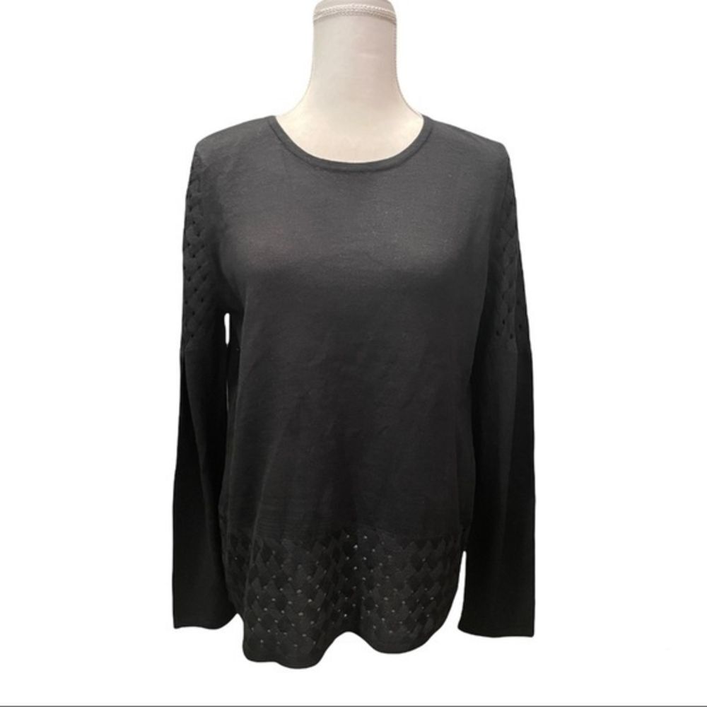 89th + Madison Black‎ Seeater With Basket Knit Sz Large